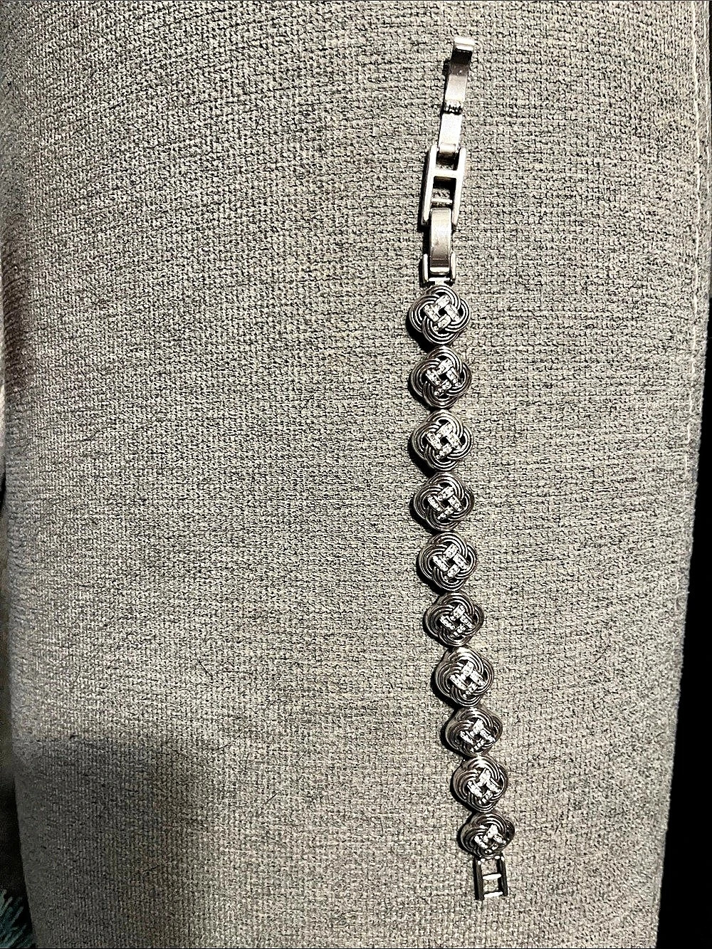 Brighton Silver-Tone and Interlocking Link Bracelet with Rhinestones